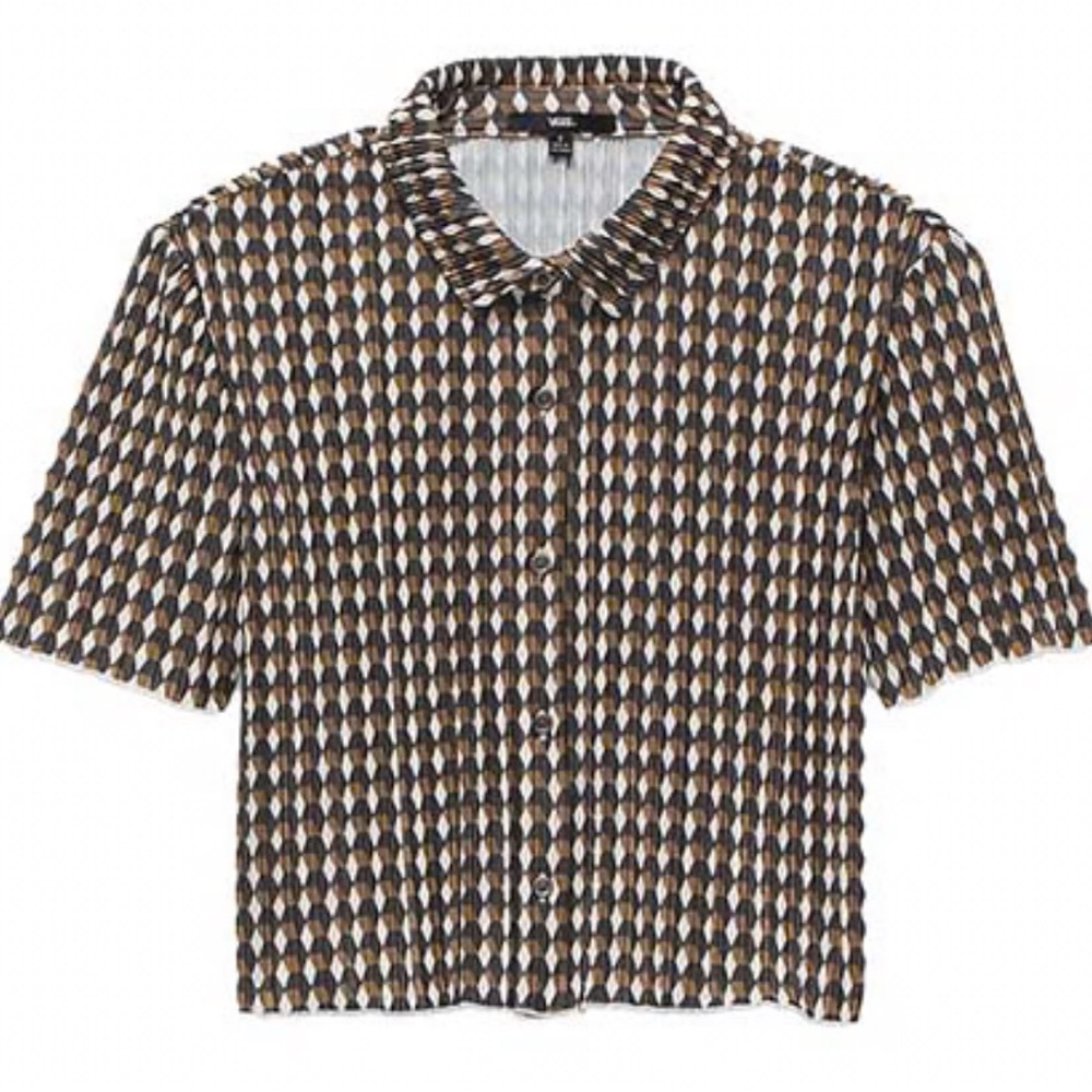 Vans Women's Geometric Black and Brown Button Down Shirt